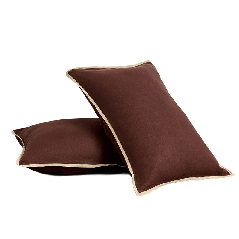 HOMMEY. Linen Standard Pillowcase Pair - Brown Sugar image number 0